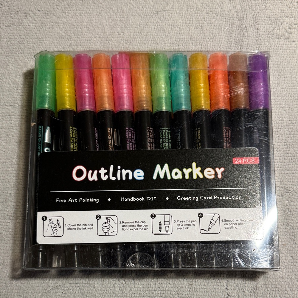 Colorful Outline Marker 24 piece Set - New! - Picture 1 of 3